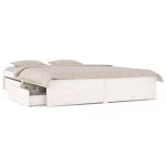 vidaXL Cadru de pat cu sertare King Size, alb, 150x200 cm