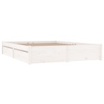 vidaXL Cadru de pat cu sertare King Size, alb, 150x200 cm