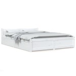 vidaXL Cadru de pat cu sertare Double, alb, 135x190 cm
