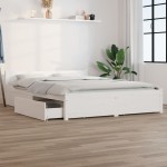 vidaXL Cadru de pat cu sertare Double, alb, 135x190 cm