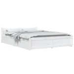 vidaXL Cadru de pat cu sertare Double, alb, 135x190 cm