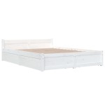 vidaXL Cadru de pat cu sertare Double, alb, 135x190 cm