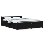 vidaXL Cadru de pat cu sertare Double, negru, 135x190 cm