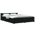 vidaXL Cadru de pat cu sertare Double, negru, 135x190 cm