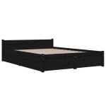 vidaXL Cadru de pat cu sertare Double, negru, 135x190 cm