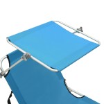 vidaXL Șezlong pliabil cu copertină, albastru, aluminiu vidaXL Șezlong pliabil cu copertină, albastru, aluminiu