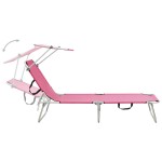 vidaXL Șezlong pliabil cu copertină, roz, aluminiu vidaXL Șezlong pliabil cu copertină, roz, aluminiu