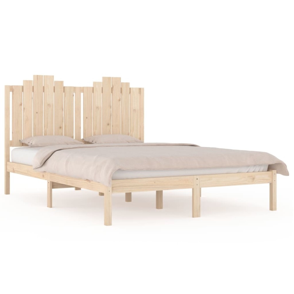 vidaXL Cadru de pat dublu, 135x190 cm, lemn masiv de pin
