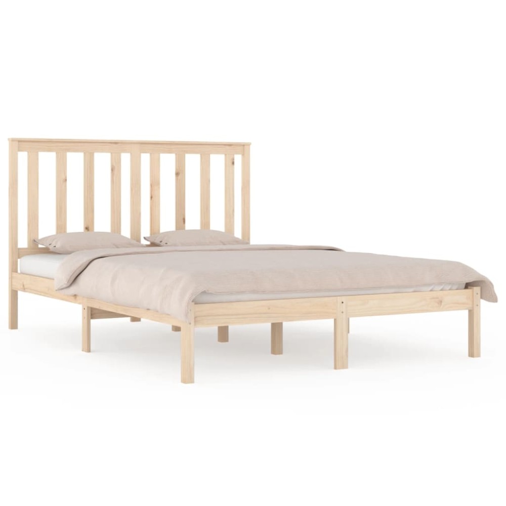 vidaXL Cadru de pat dublu, 135x190 cm, lemn masiv de pin