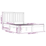 vidaXL Cadru de pat dublu, 135x190 cm, lemn masiv de pin