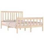 vidaXL Cadru de pat dublu, 135x190 cm, lemn masiv de pin vidaXL Cadru de pat dublu, 135x190 cm, lemn masiv de pin