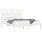 vidaXL Cadru de pat King Size, alb, 150x200 cm, lemn masiv de pin vidaXL Cadru de pat King Size, alb, 150x200 cm, lemn masiv de pin