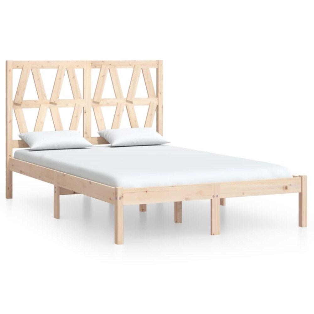 vidaXL Cadru de pat dublu, 135x190 cm, lemn masiv de pin