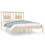 vidaXL Cadru de pat dublu, 135x190 cm, lemn masiv