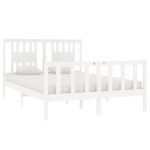 vidaXL Cadru de pat dublu, alb, 135x190 cm, lemn masiv
