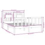 vidaXL Cadru de pat dublu, alb, 135x190 cm, lemn masiv