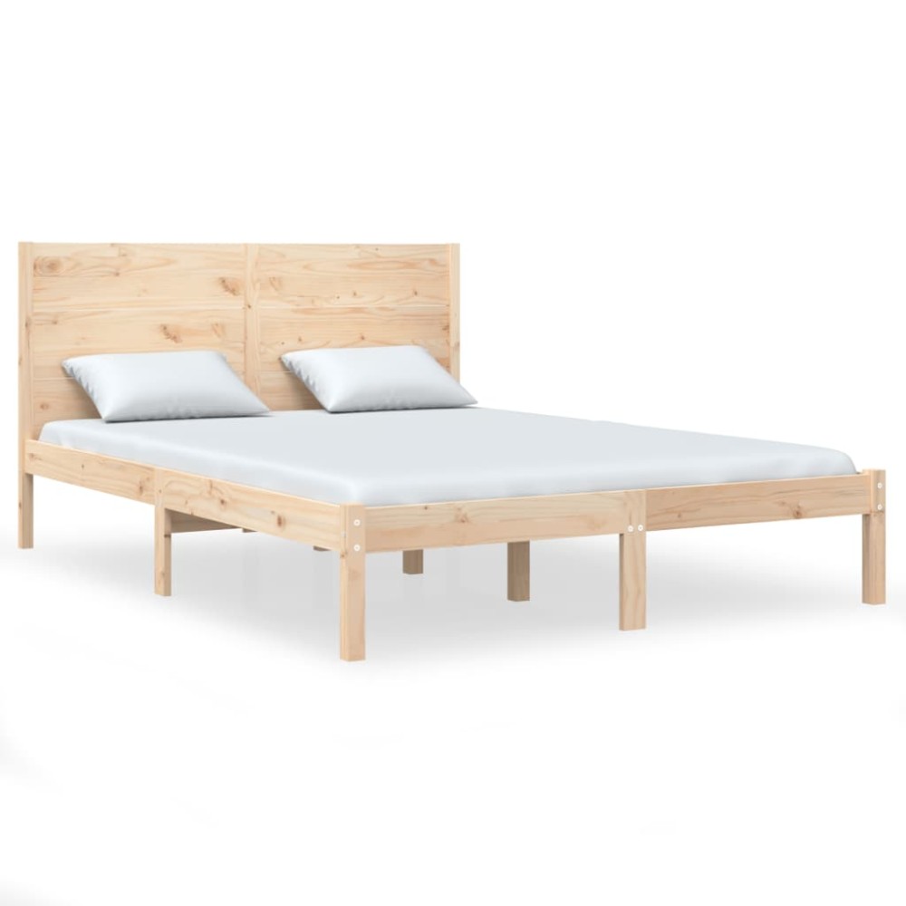 vidaXL Cadru de pat dublu, 135x190 cm, lemn masiv