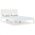 vidaXL Cadru de pat fără saltea, alb, 140x190 cm, lemn masiv de pin