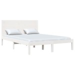 vidaXL Cadru de pat fără saltea, alb, 140x190 cm, lemn masiv de pin