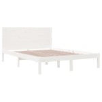 vidaXL Cadru de pat fără saltea, alb, 140x190 cm, lemn masiv de pin