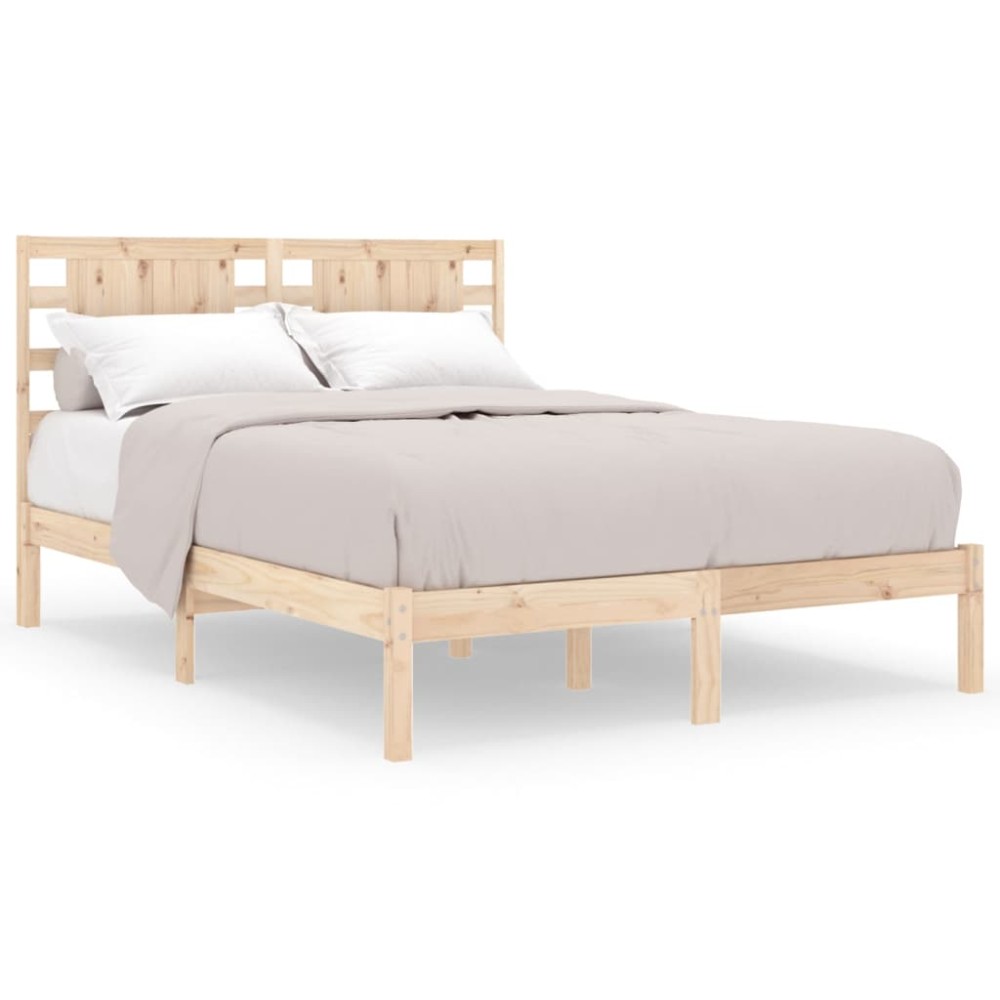 vidaXL Cadru de pat dublu, 135x190 cm, lemn masiv