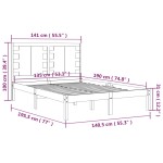 vidaXL Cadru de pat dublu, 135x190 cm, lemn masiv