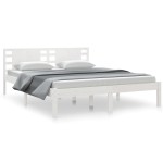 vidaXL Cadru de pat King Size, alb, 150x200 cm, lemn masiv vidaXL Cadru de pat King Size, alb, 150x200 cm, lemn masiv