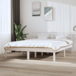 vidaXL Cadru de pat King Size, alb, 150x200 cm, lemn masiv vidaXL Cadru de pat King Size, alb, 150x200 cm, lemn masiv