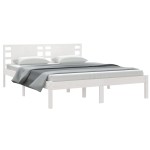 vidaXL Cadru de pat King Size, alb, 150x200 cm, lemn masiv vidaXL Cadru de pat King Size, alb, 150x200 cm, lemn masiv