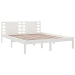 vidaXL Cadru de pat King Size, alb, 150x200 cm, lemn masiv vidaXL Cadru de pat King Size, alb, 150x200 cm, lemn masiv