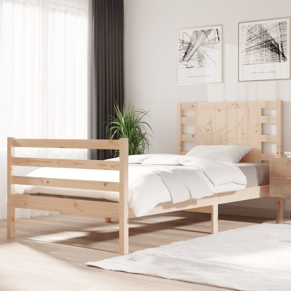 vidaXL Cadru de pat fără saltea, 75x190 cm, lemn masiv de pin