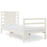 vidaXL Cadru de pat fără saltea, alb, 75x190 cm, lemn masiv de pin