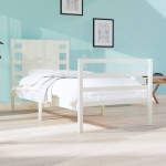 vidaXL Cadru de pat fără saltea, alb, 75x190 cm, lemn masiv de pin