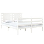 vidaXL Cadru de pat fără saltea, alb, 120x190 cm, lemn masiv pin