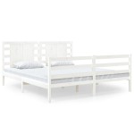 vidaXL Cadru de pat fără saltea, alb, 150x200 cm, lemn masiv pin vidaXL Cadru de pat fără saltea, alb, 150x200 cm, lemn masiv pin