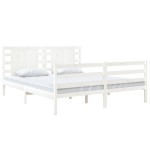 vidaXL Cadru de pat fără saltea, alb, 150x200 cm, lemn masiv pin vidaXL Cadru de pat fără saltea, alb, 150x200 cm, lemn masiv pin
