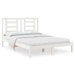 vidaXL Cadru de pat fără saltea, alb, 140x190 cm, lemn masiv de pin