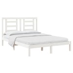 vidaXL Cadru de pat fără saltea, alb, 140x190 cm, lemn masiv de pin