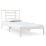 vidaXL Cadru de pat fără saltea, alb, 90x200 cm, lemn masiv pin