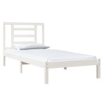vidaXL Cadru de pat fără saltea, alb, 90x200 cm, lemn masiv pin