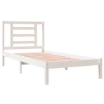 vidaXL Cadru de pat fără saltea, alb, 90x200 cm, lemn masiv pin