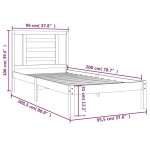 vidaXL Cadru de pat fără saltea, alb, 90x200 cm, lemn masiv pin