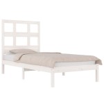 vidaXL Cadru de pat fără saltea, alb, 75x190 cm, lemn masiv de pin