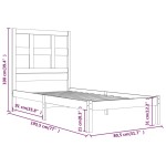 vidaXL Cadru de pat fără saltea, alb, 75x190 cm, lemn masiv de pin