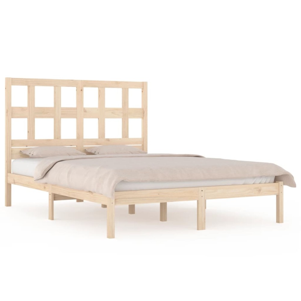 vidaXL Cadru de pat fără saltea, 135x190 cm, lemn masiv de pin