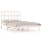 vidaXL Cadru de pat fără saltea, alb, 140x190 cm, lemn masiv de pin