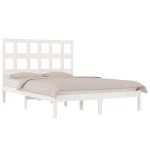 vidaXL Cadru de pat fără saltea, alb, 140x190 cm, lemn masiv de pin