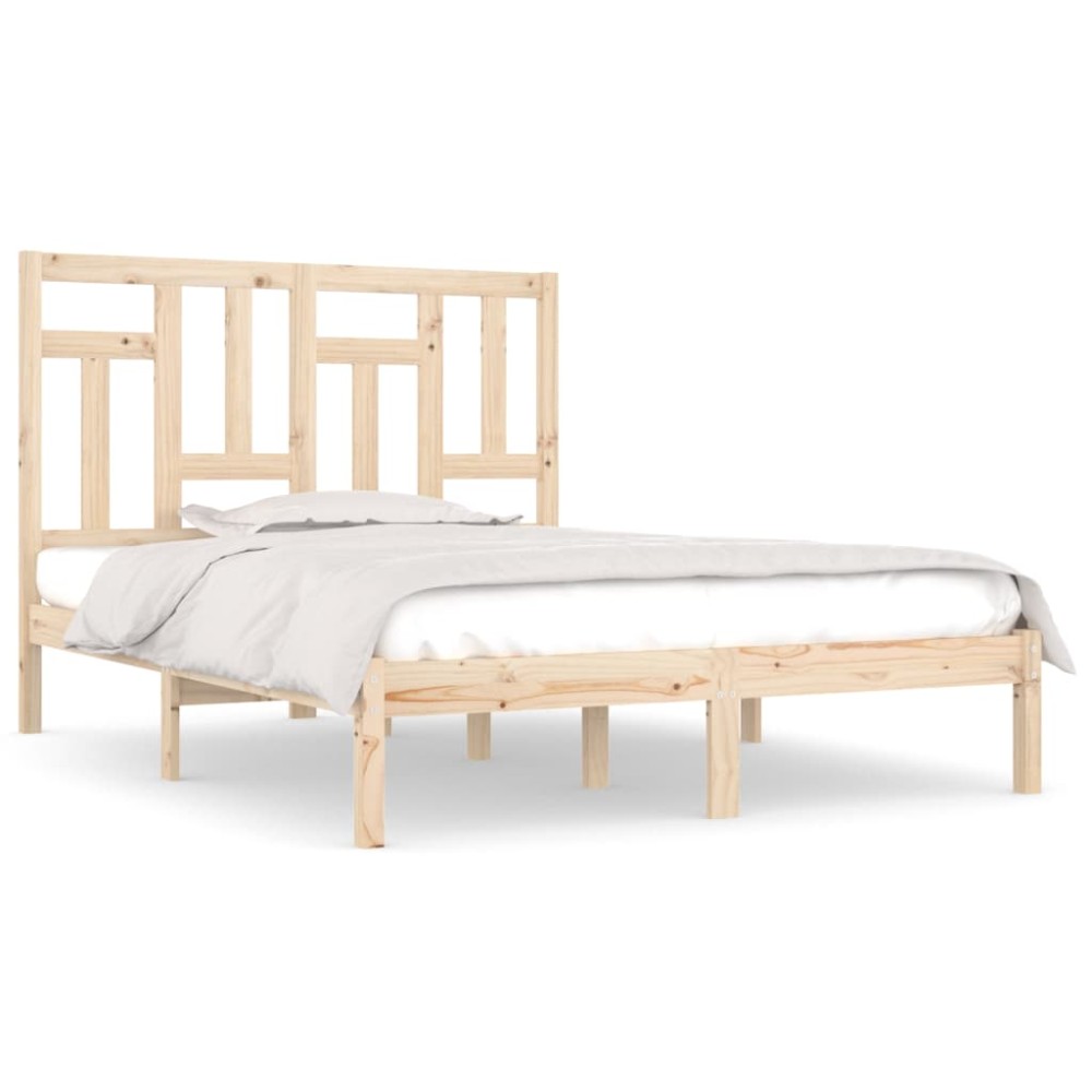 vidaXL Cadru de pat dublu, 135x190 cm, lemn masiv