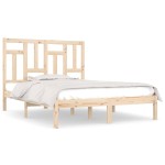 vidaXL Cadru de pat dublu, 135x190 cm, lemn masiv