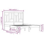 vidaXL Cadru de pat dublu, 135x190 cm, lemn masiv